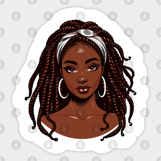 Afrocentric Woman with Braided Hair Sticker by Graceful Designs